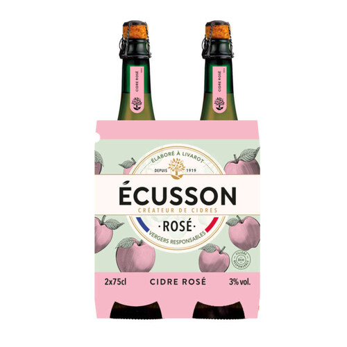 Ecusson Cidre Rosé Délicat Bio 2x75cl