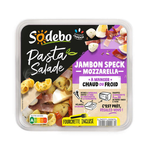 Sodebo Pasta Salade Jambon Speck Mozzarella 270g