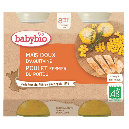 Babybio Maïs doux & Poulet fermier du Poitou 400g