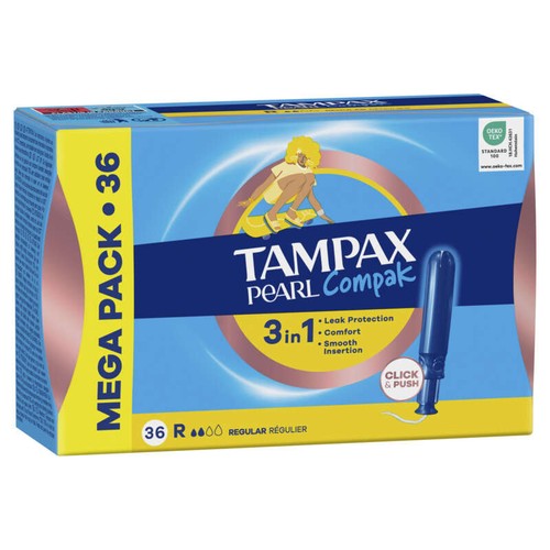 Tampax Compak Pearl Regular Tampons Avec Applicateur x36