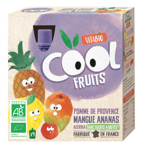 [Par Naturalia] Vitabio Cool Fruits Pomme Mangue Ananas 4X90G Bio