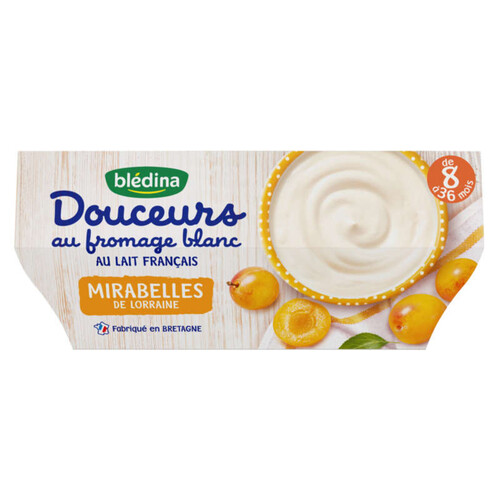 Blédina Douceur au Fromage Blanc Mirabelle dès 8 Mois 4 x 100g