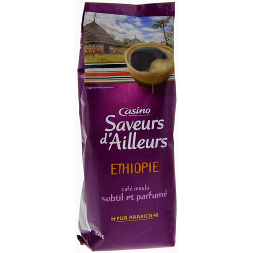 Casino Saveurs D'Ailleurs Ethiopie - Café Moulu - Pur Arabica - Subtil et Parfumé - 250g