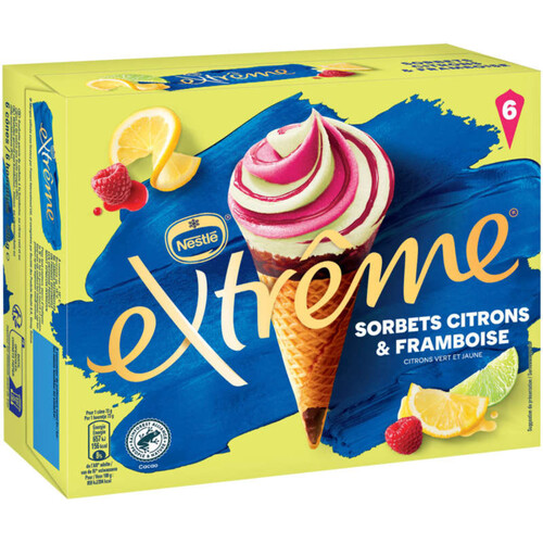Nestlé Extrême Cônes Sorbets Citron Framboise 426g