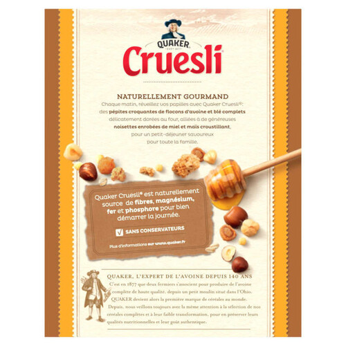Quaker - Céréales miel & noisette Cruesli - La boite de 450g