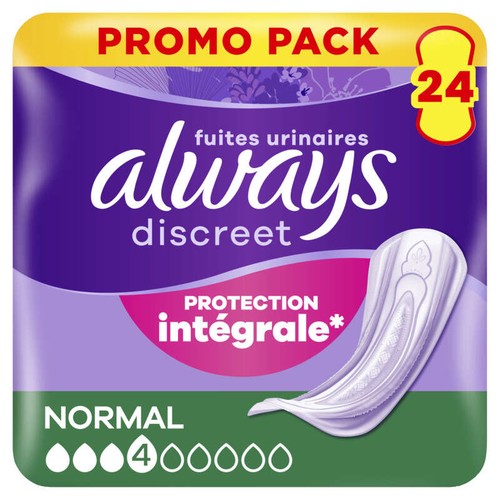 Always Discreet Serviettes Pour Fuites Urinaires Femmes Normal 24 Serviettes
