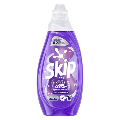 Skip Lessive liquide Mon cycle court parfait Cristal blancheur x39 Lavages