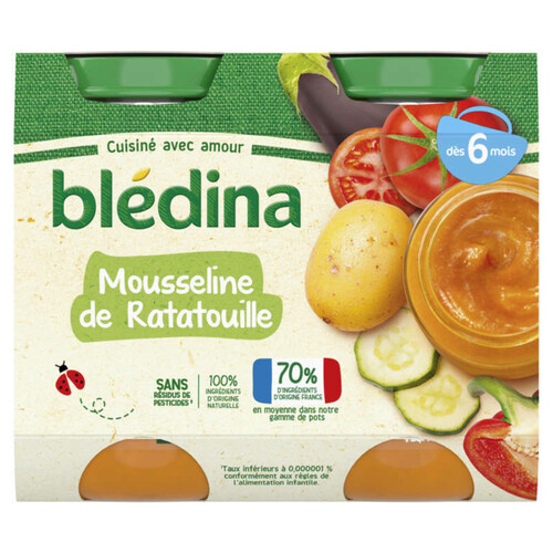 Blédina Pots Mousseline de Ratatouille dès 6 mois 2x200g