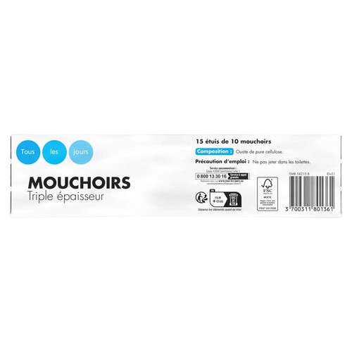 Tous Les jours Mouchoirs triple épaisseur x15