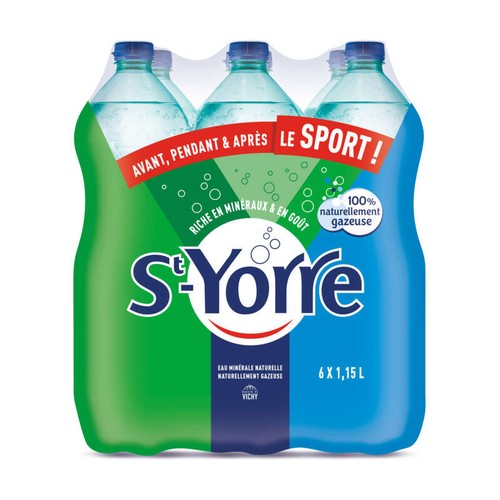 St yorre Eau Minérale Naturelle Naturellement Gazeuse 6x1,15L