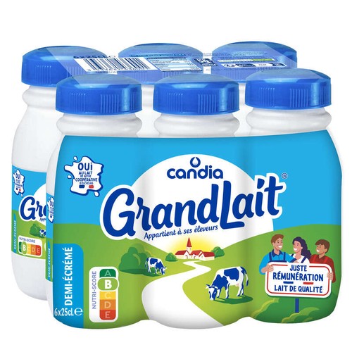 Candia Grandlait - Lait Demi-écrémé -  Le pack de 6x25cl