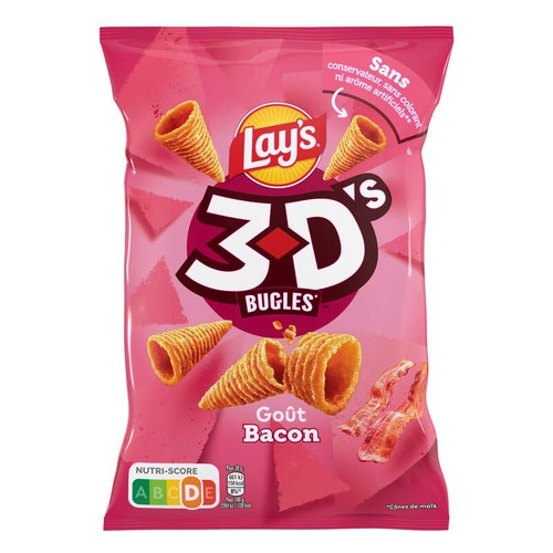 Lay's 3D's Bugles Biscuits Apéritif Goût Bacon 85g
