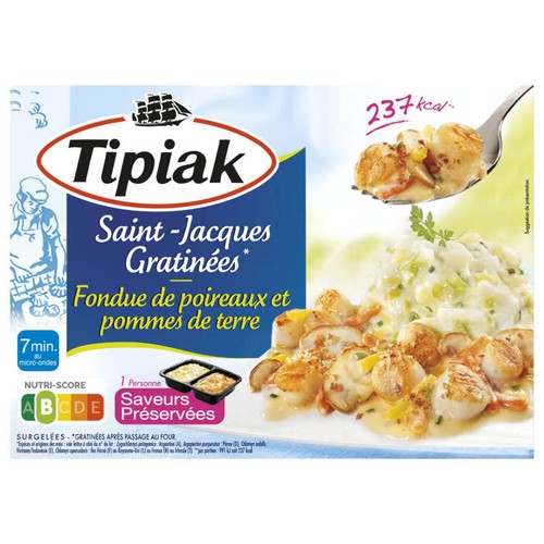 Tipiak Saint-jacques gratinées fondue de poireaux et pommes de terre 310g