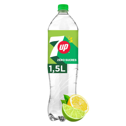 Seven Up 7up - Soda zero sucres citron & citron vert - La bouteille de 1,5L