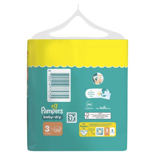 Pampers Baby-Dry Couches Taille 3 x74
