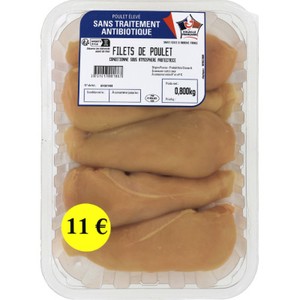 Premier Prix Filet De Poulet Blanc Certifié Sans Antibiotique 800g
