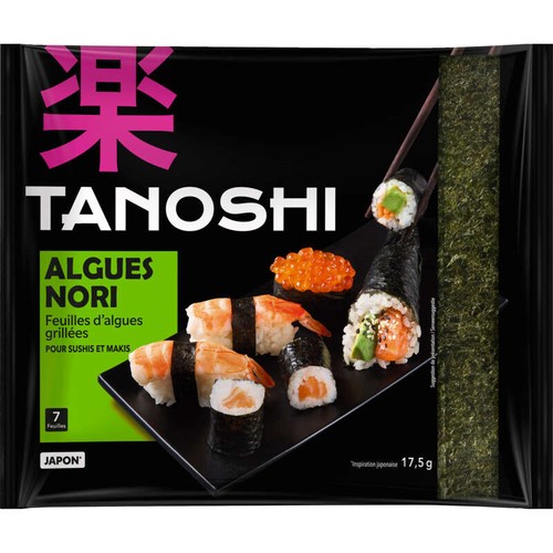 Tanoshi Japon Algues Nori Grillées Pour Sushi et Maki 17,5g