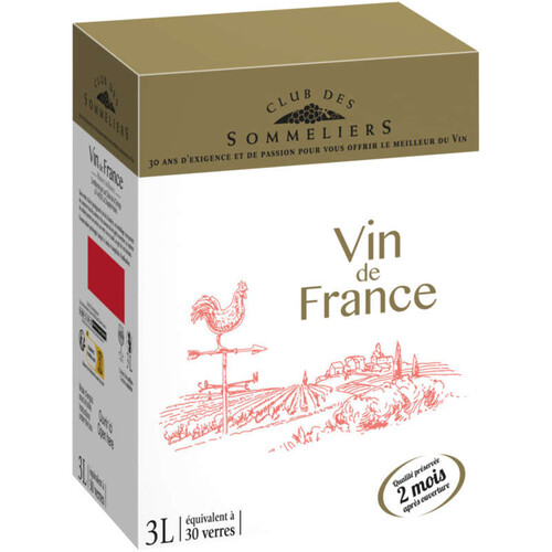 Club Des Sommeliers Vin de France - Vin rouge - 3l