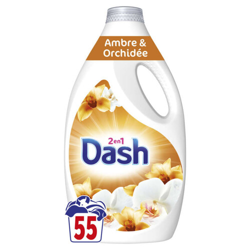 Dash Lessive Liquide 2en1 Ambre & Orchidée *55 Lavages 2,55L