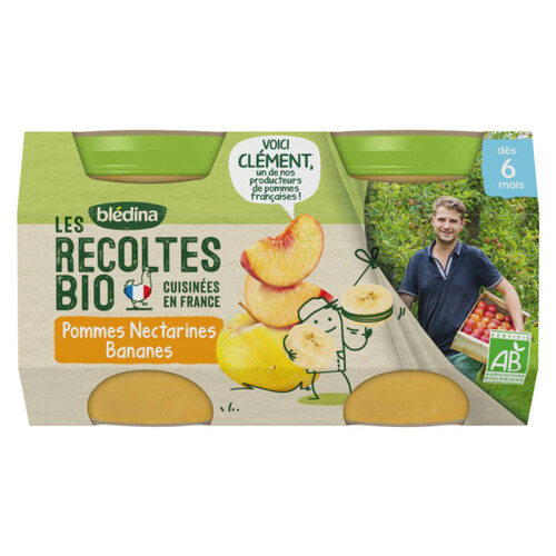Blédina Compote Bio Pommes Nectarines Bananes Dès 6 Mois 2x130g