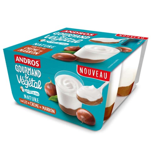 Andros Brassé Végétal Nature sur lit de Marron au lait de Coco 4x100g