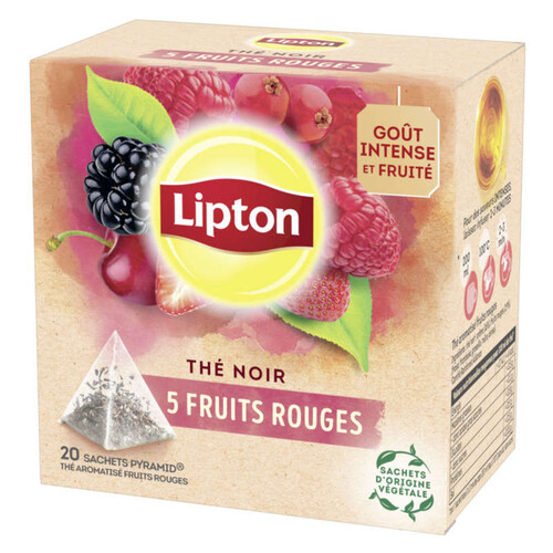Lipton Thé Noir 5 Fruits Rouges 20 Sachets Pyramid®