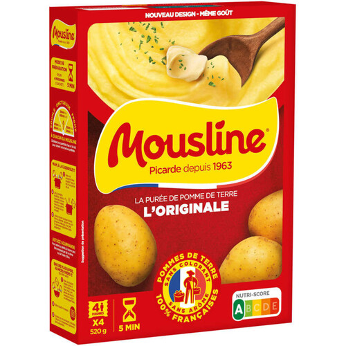 Mousline Purée de Pomme de Terre Nature x4 sachets 520g