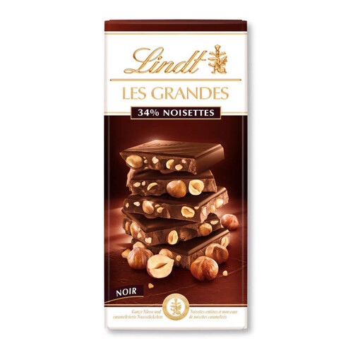 Lindt Les Grandes - Tablette Chocolat Noir 34% Noisettes 150G