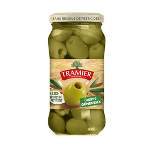 Tramier Olives vertes dénoyautées calibre généreux sans résidus de pesticides 160g