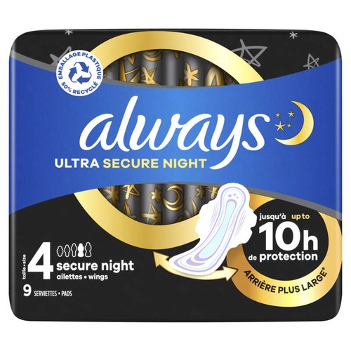Always Serviettes Hygiéniques Ultra Secure Night x9