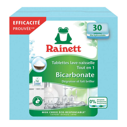 Rainett Tablettes Lave-Vaisselle Tout-En-1 Bicarbonate 600G