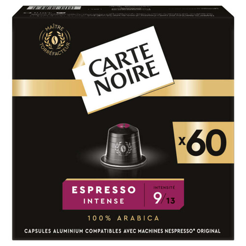 Carte Noire 60 capsules alu espresso intense n°9 méga format 330g
