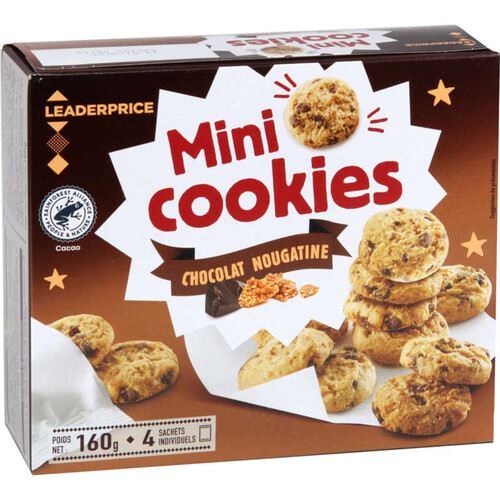 Leader price mini cookies chocolat nougatine 160g