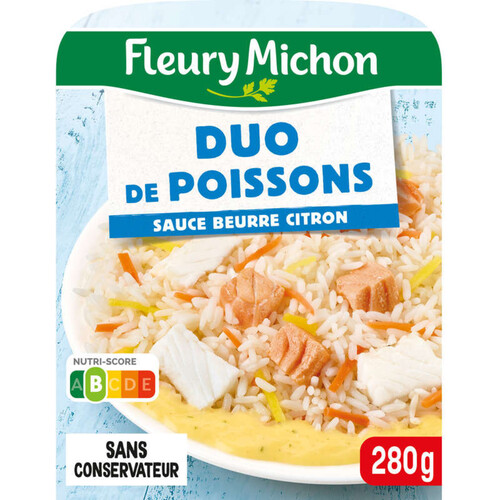 Duo de Poisson, Riz Cuisiné, Sauce Citron