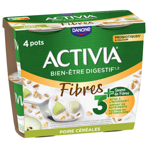 Activia yaourt aux fruits et céréales poire bifidus 4x115g