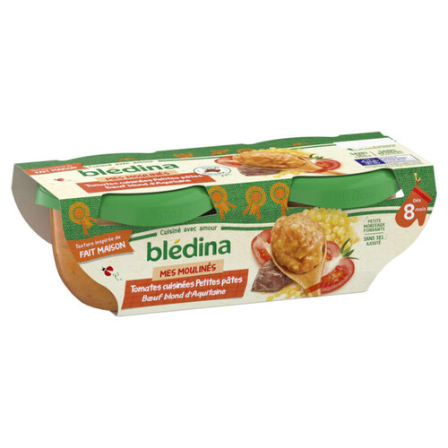 Blédina Idées de maman bols Tomates Cuisinées Petites Pâtes Boeuf blond d'Aquitaine dès 8 mois 2x200g