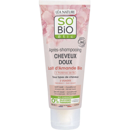 SO'BiO Étic Après-shampooing Cheveux doux au Lait d'amande Bio 200ml