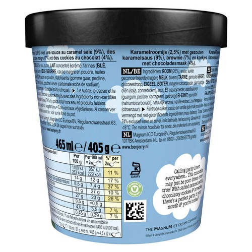 Ben & Jerry's Glace Pot Caramel Brownie Party 405g