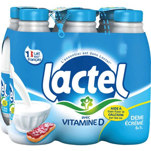 Lactel Vitamine D Demi-Écrémé Bouteille 6X1 L