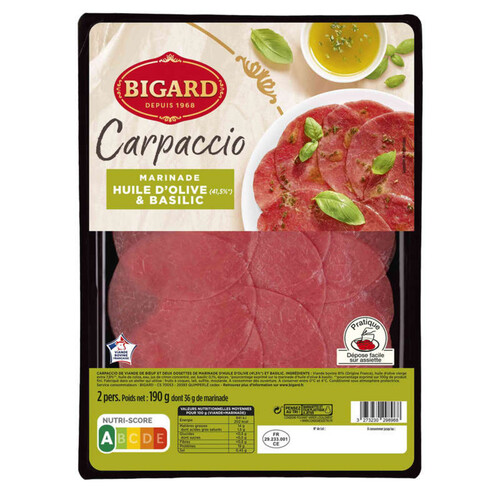 Bigard Carpaccio De Boeuf Olive Basilic 190G