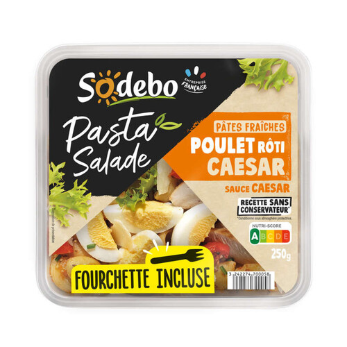 Sodebo Pasta Salade Poulet Caesar Sans Additifs 250g