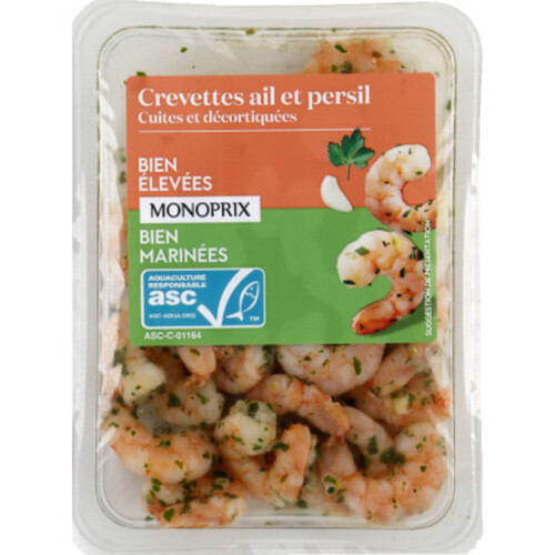 Monopri Crevettes Décortiquées Cuite Sauce Ail Et Persil 100G