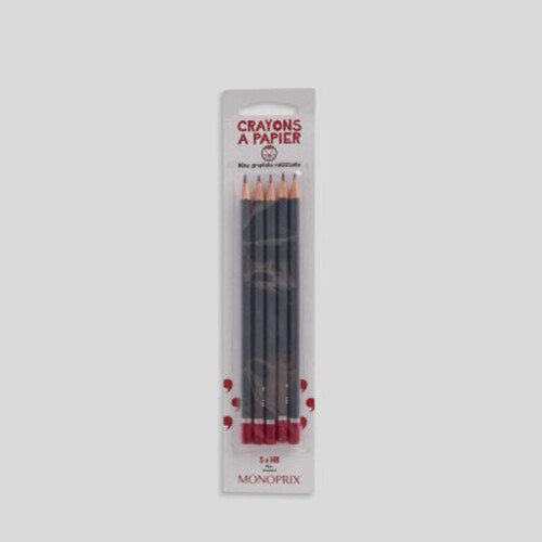 Monoprix Maison 5 Crayons À Papier Hb Mine Résistante