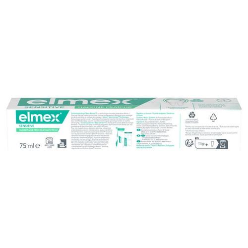 Elmex Dentifrices Dents sensibles nettoyage et fraicheur 0% colorants 75ml