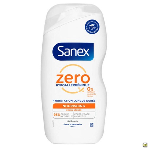 Sanex Zero% Gel Douche Hypoallergénique Hydratant Peaux Sèches 475ml