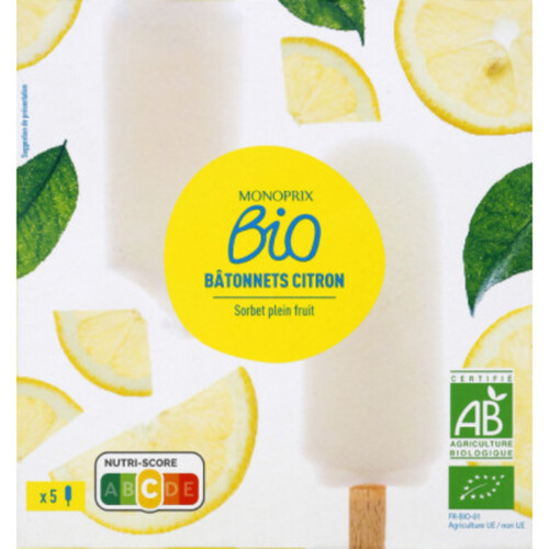 Monoprix Bio Bâtonnets citron 300g