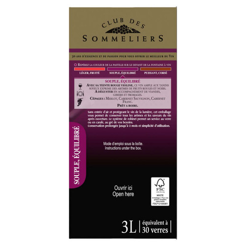 Club Des Sommeliers Bergerac vin rouge 3L