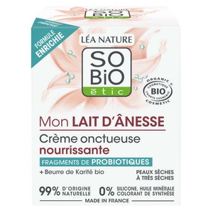 SO'BIO Crème Onctueuse nourrissante au lait d'ânesse 50ml