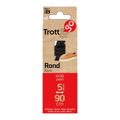 La Brosse Et Dupont Lacets Ronds Noir 90cm - 2 Paires
