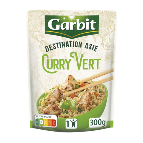 Garbit curry vert riz long aux épices et poulet 300g